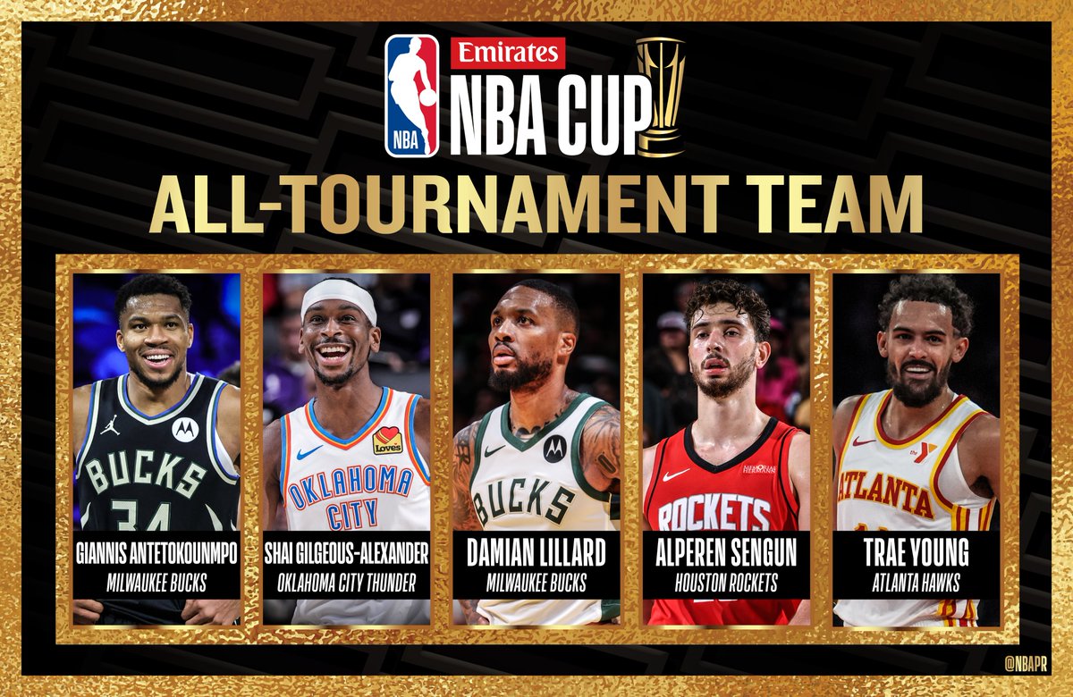 NBA杯最佳阵容：字母哥、亚历山大、利拉德、申京、特雷-杨